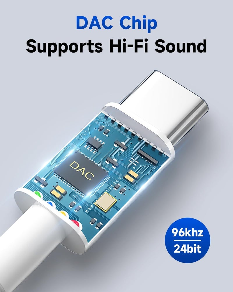 Criello محول سماعات الرأس USB C إلى 3.5 مم، كابل محول نوع C إلى جاك متوافق مع Apple iPhone 17 16 15 Pro Max Plus، iPad، MacBook، Samsung Galaxy S24 S23 S22 S21 Ultra، Pixel (3-Pack) - Image 5